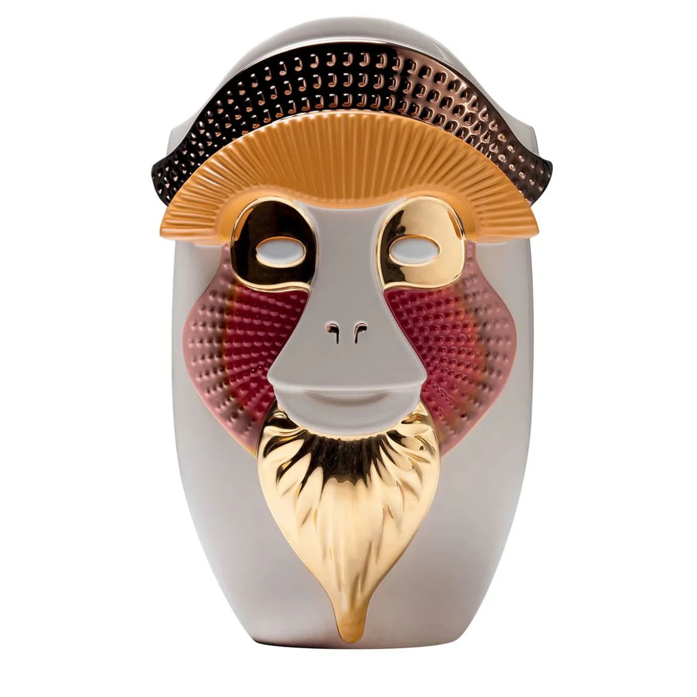 Primates Brazza Grey Ceramic With Metal Details Vase By Elena Salmistraro