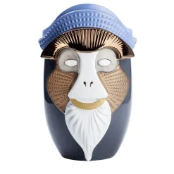 Primates Brazza Lead Gray Ceramic With Metal Details Vase By Elena Salmistraro