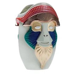 Primates Brazza Multicolor Ceramic With Metal Details Vase By Elena Salmistraro