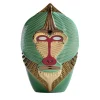 Primates Mandrillus Green Ceramic With Metal Details Vase By Elena Salmistraro