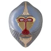 Primates Mask Mandrillus Glossy Light Blue With Metal Details Wall Sculpture By Elena Salmistraro