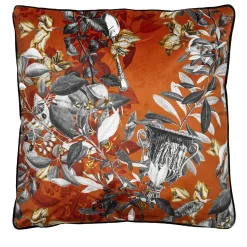 Primavera Romana velvet Cushion with branches and roman vases #6