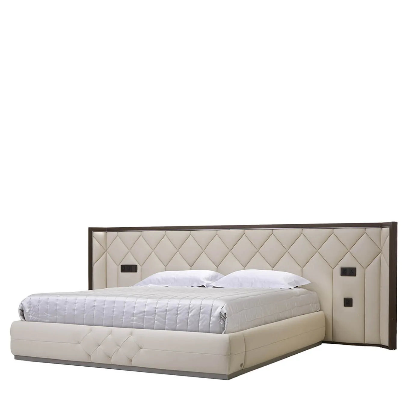 Princess Quilted Beige Leather & Canaletto Walnut Double Bed