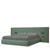 Princess Quilted Teal Leather & Canaletto Walnut Double Bed