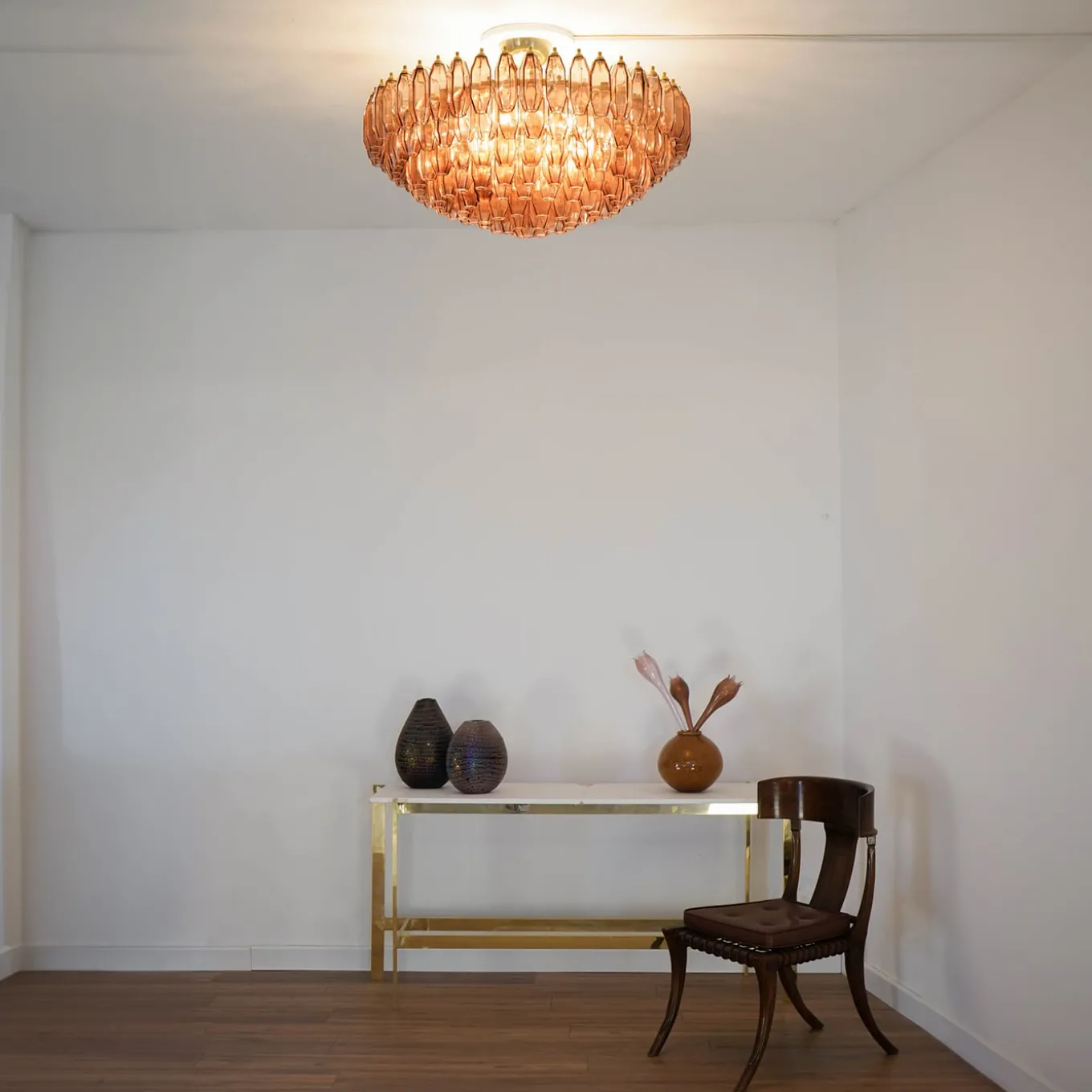 Prismatico Amethyst Glass Ceiling Lamp