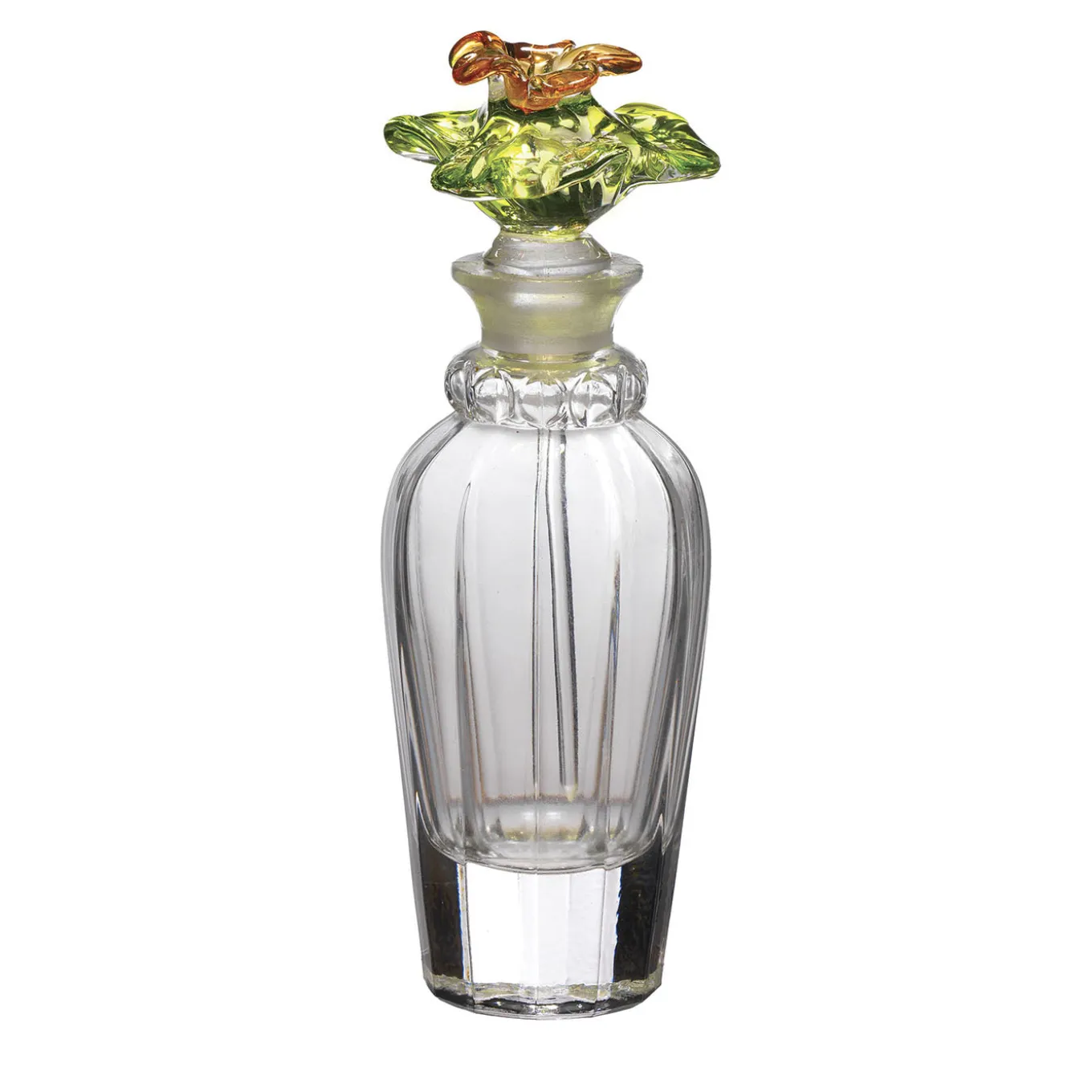 Profumo Crystal Green Murano Flower Stopper Perfume Bottle