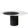Proiezioni Round Black and White Marble Dining Table #1 by Elisa Ossino