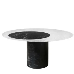 Proiezioni Round Black and White Marble Dining Table #1 by Elisa Ossino