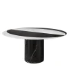 Proiezioni Round Black and White Marble Dining Table #2 by Elisa Ossino
