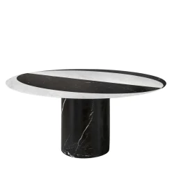 Proiezioni Round Black and White Marble Dining Table #2 by Elisa Ossino