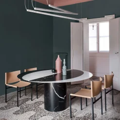 Proiezioni Round Black and White Marble Dining Table #2 by Elisa Ossino