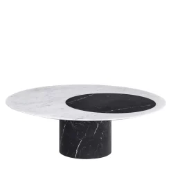Proiezioni Round Black and White Marble Coffee Table by Elisa Ossino