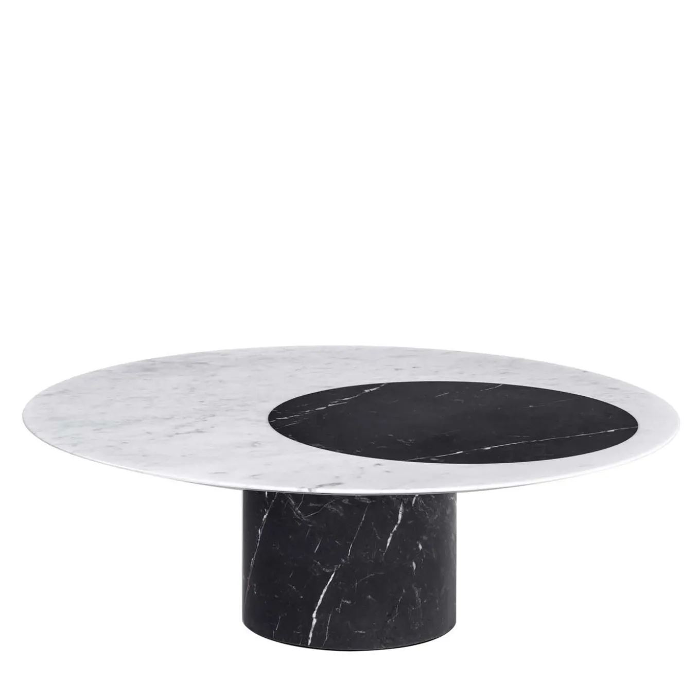 Proiezioni Round Black and White Marble Coffee Table by Elisa Ossino