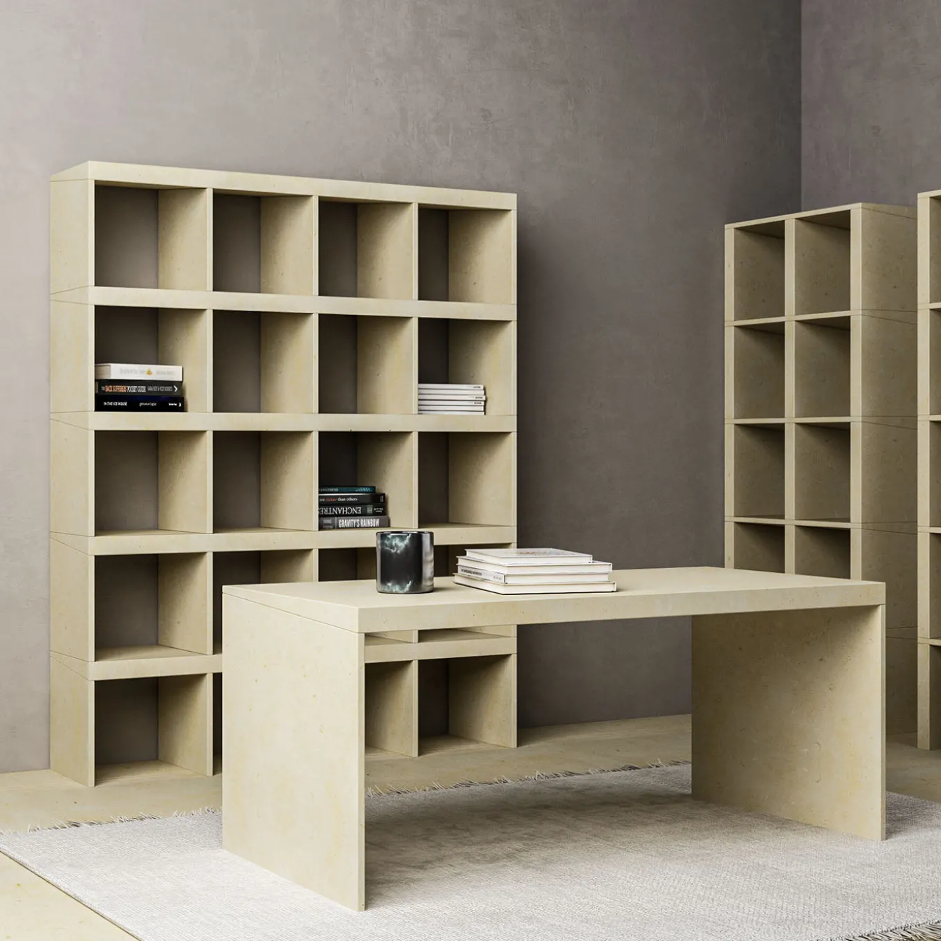 Prospettive Rectangular Stone Writing Table by Gumdesign