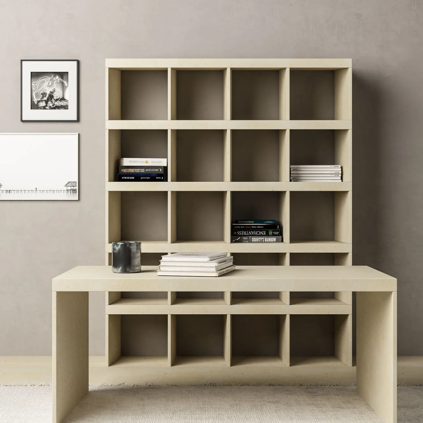 Prospettive Rectangular Stone Writing Table by Gumdesign