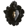 PUNK ROSE BLACK ENAMEL CERAMIC HEART