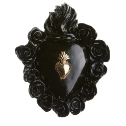 PUNK ROSE BLACK ENAMEL CERAMIC HEART