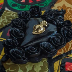 PUNK ROSE BLACK ENAMEL CERAMIC HEART