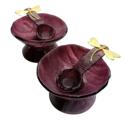 Purple Glass Salt Cellars - Set of 2
