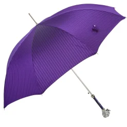 Purple Silver Lion Handle Umbrella