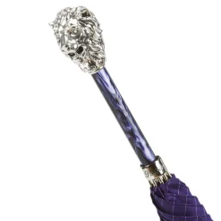 Purple Silver Lion Handle Umbrella