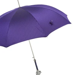Purple Silver Lion Handle Umbrella