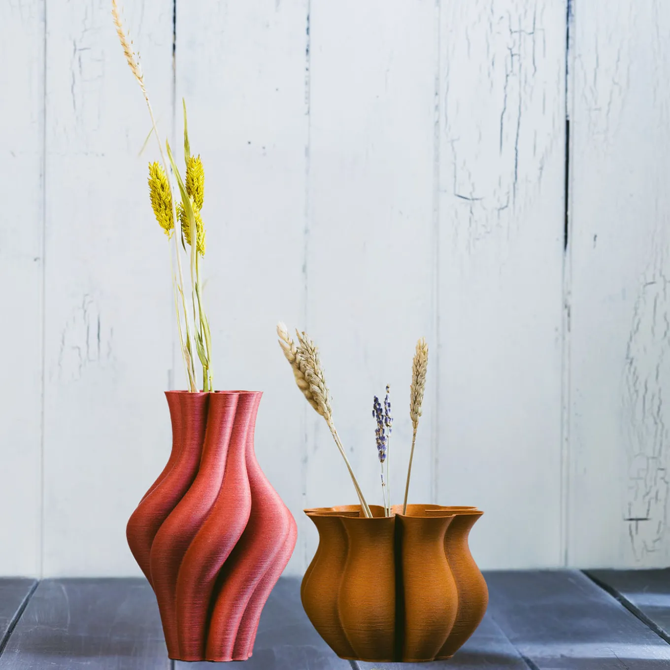 Quorifolium Set of 2 Vases in Red and Orange