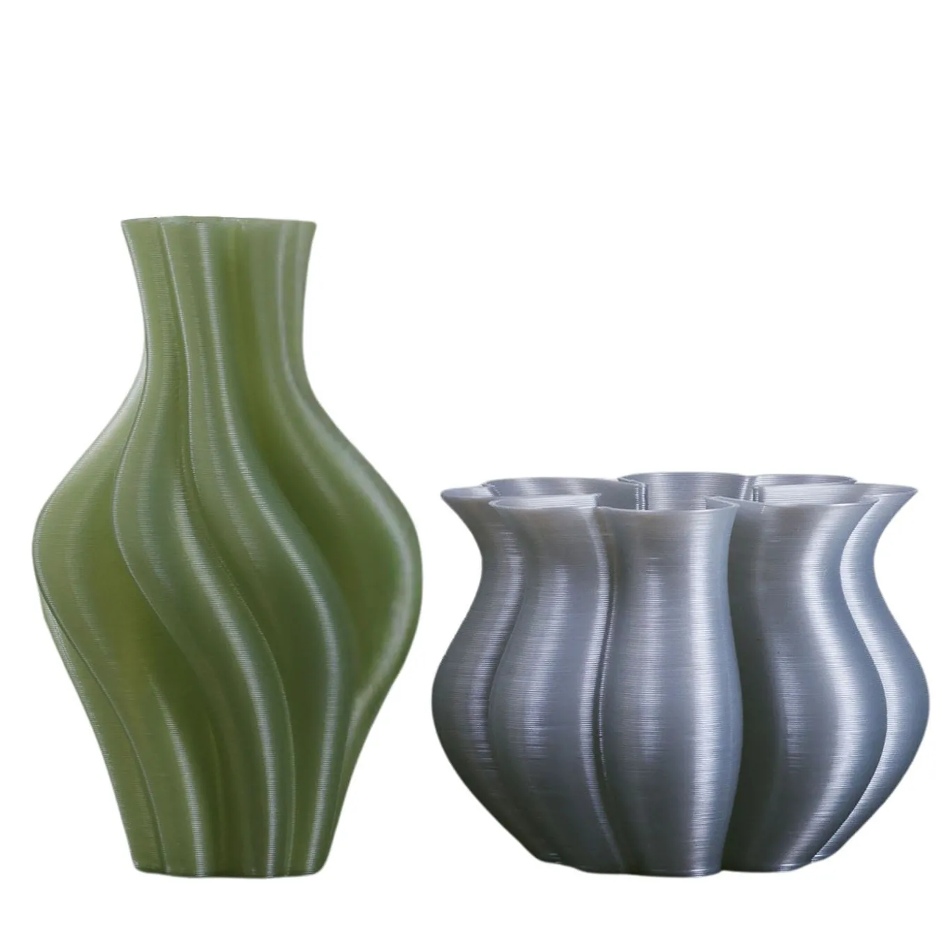 Quorifolium Set of 2 Vases Green and White
