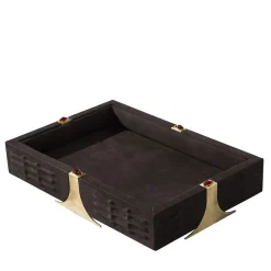 Raban R Rectangular Brown Leather Tray