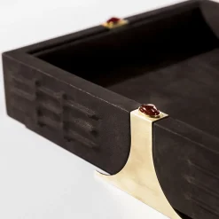 Raban R Rectangular Brown Leather Tray