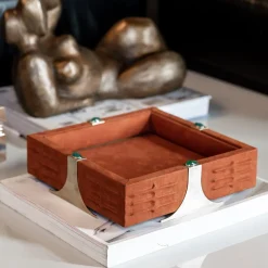Raban S Square Orange Leather Tray