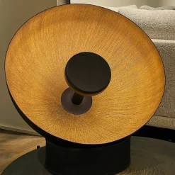 Radar 600 Black Metal & Gold Brushed Resin Floor Lamp