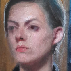 Ragazza al Bancone Oil on Linen Painting