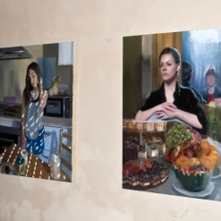 Ragazza al Bancone Oil on Linen Painting