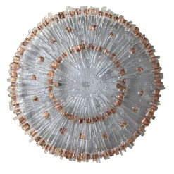 Raggio Rame copper and transparent glass wall sculpture