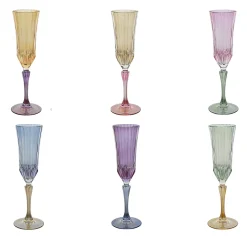 Rainbow Multicolor Mouth-Blown Glass Flutes Set