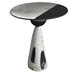 Raku Ceramic Black & White Side Table #2