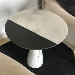 Raku Ceramic Black & White Side Table #2