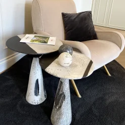 Raku Ceramic Black & White Side Table #2