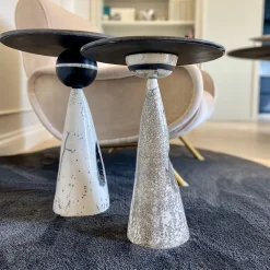 Raku Ceramic Black & White Side Table #2