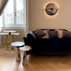 Raku Ceramic Black & White Side Table #2