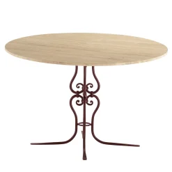 Ramorana Round Wrought Iron Travertine Table
