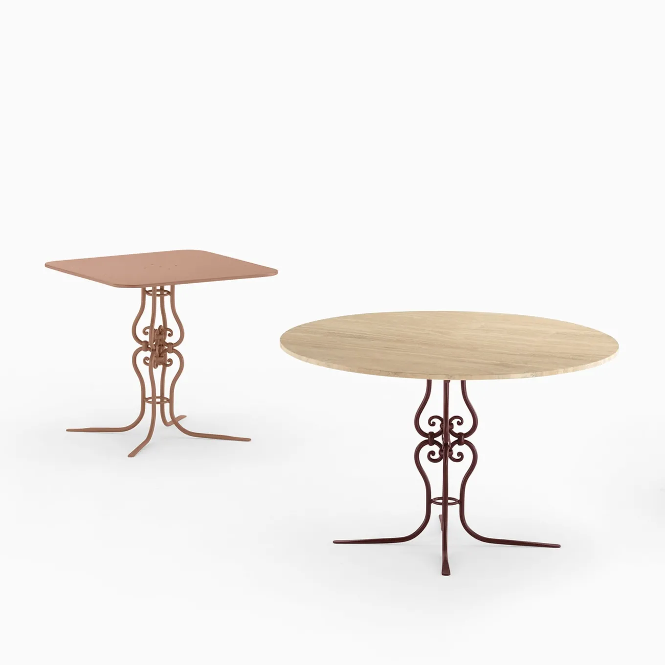 Ramorana Round Wrought Iron Travertine Table