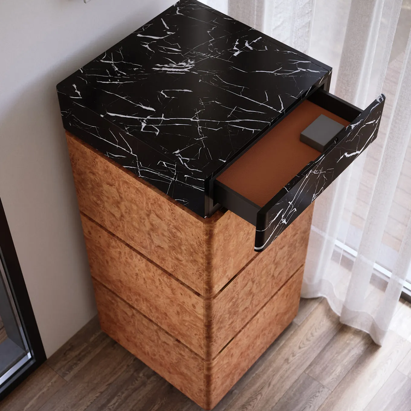 RC Wood Burl Bar Cabinet