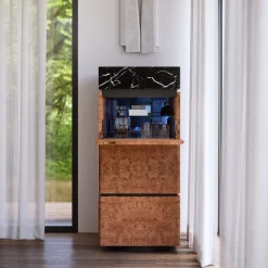 RC Wood Burl Bar Cabinet