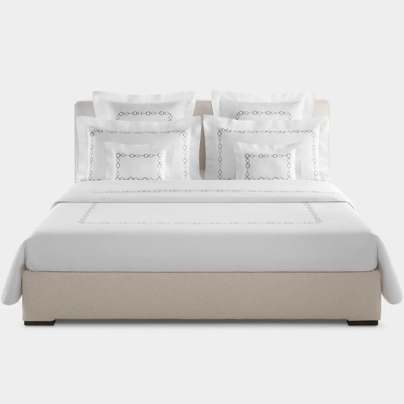 Recoleta Embroidered Duvet White Cover Set in Cotton Sateen