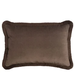 Rectangle Brown Happy Pillow With Fringes