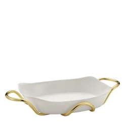 Rectangular Baking Dish with Golden-finish Brass Holder by Itamar Harari
