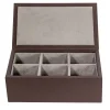 Rectangular Cocoa Brown Wood & Leather Tea Box