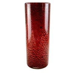 Red & White Filigree Murrine Vase